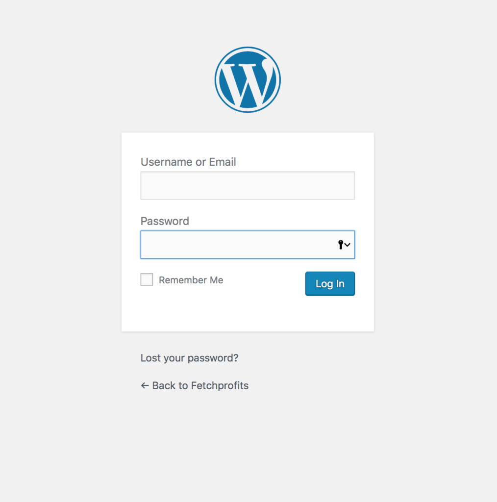 Wordpress Login Screen