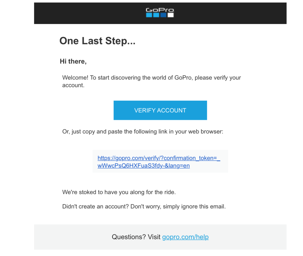 GoPro Transactional Emails