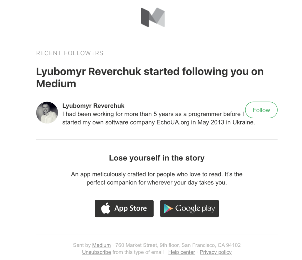 Medium Transactional Emails