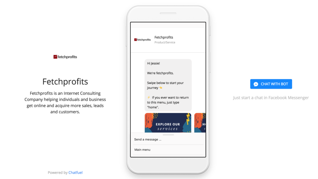Chatfuel Landing Page