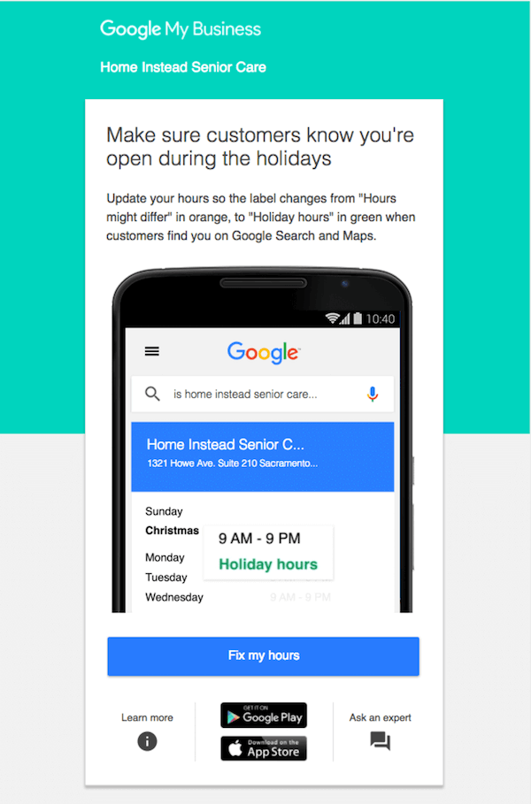 Google My Business B2B Email Marketing Examples