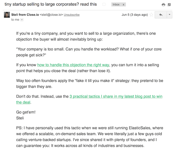 Close.io B2B Email Marketing Examples
