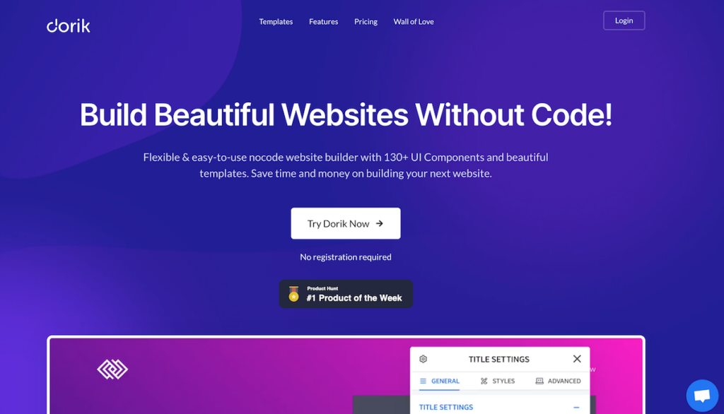 dorik nocode website builder