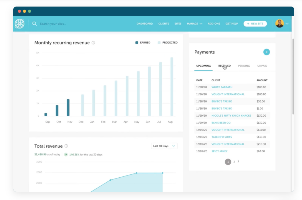 Flywheel billing dashboard