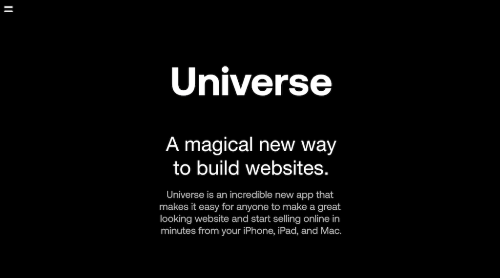 Universe website builder