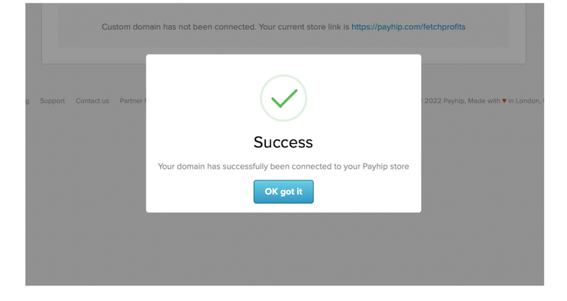 Subdomain Connected with Payhip