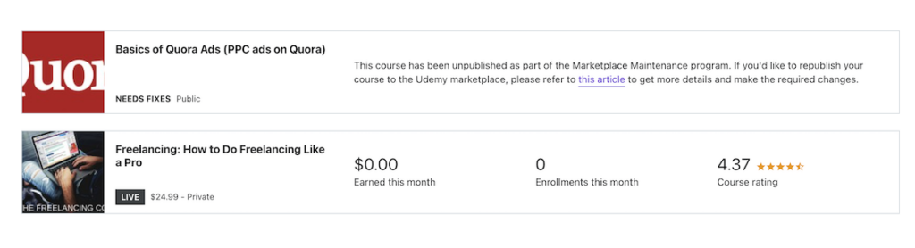 Courses on Udemy