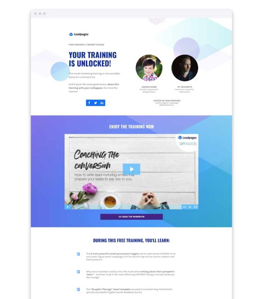 leadpages thank you page design