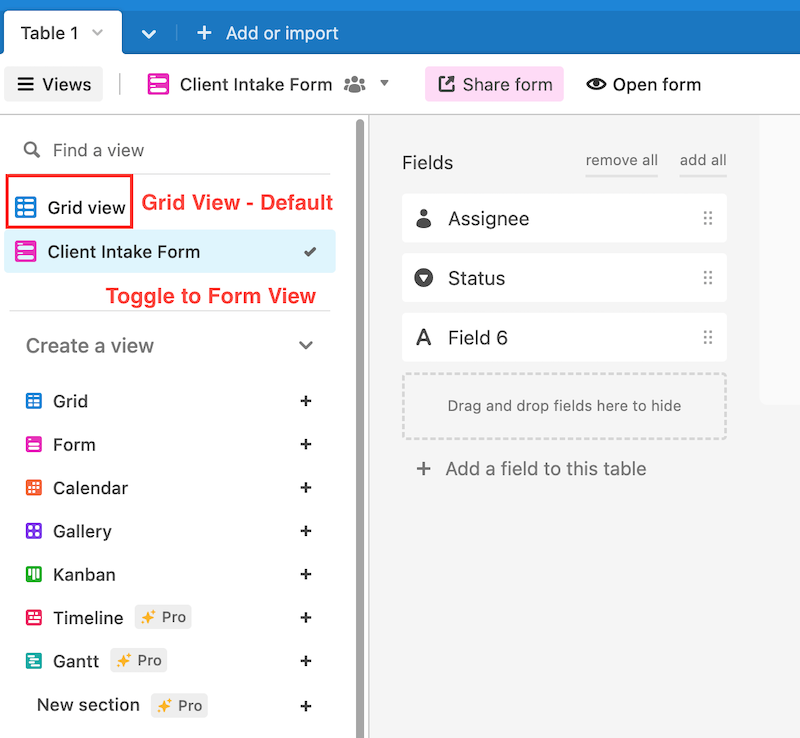 Form View Airtable