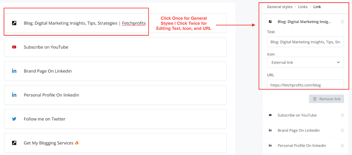 Add links edit links convertkit creator profile