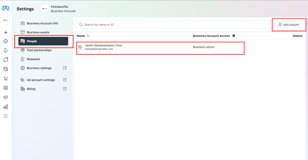Give people access in Meta Business Suite